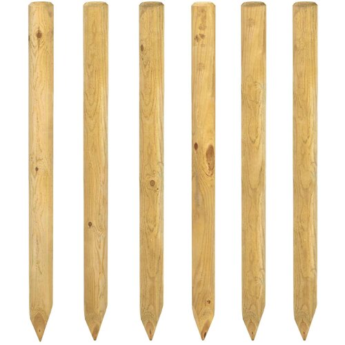 VidaXL Ograde 6 kom. Smeđa 150 cm Masivna borovina - &amp;Oslash; 6 x 150 cm Slike