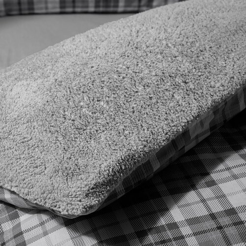 Catherine Lansfield Siva enojna posteljnina iz sherpa flisa 135x200 cm Cosy Sherpa Check &amp;ndash; Slike