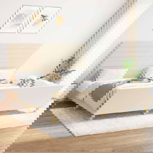  Za krevet s uzglavljem krem 160 x 200 cm od tkanine Slike
