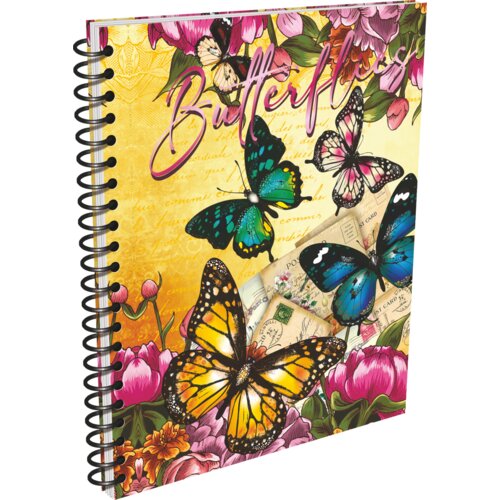 Optimum Sveska sa spiralom meki povez dikto 300 g/m2 A4/50 Butterflies Slike