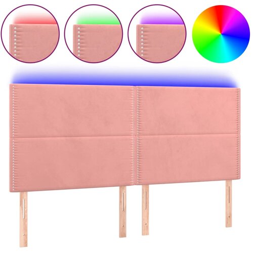 Maison Chic LED Posteljno vzglavje - Vzglavna omarica - Nočna omarica roza 180x5x118/128 cm žamet, (21708401) Slike