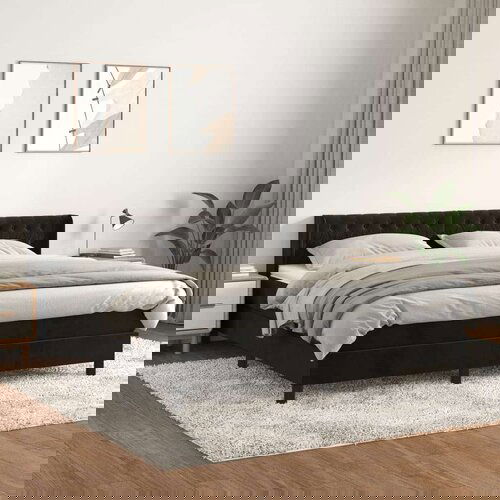  S oprugama i madracem crni 160x200 cm baršunasti Cijene