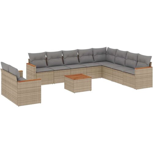  11-dijelni set vrtnih sofa s jastucima bež od poliratana Slike