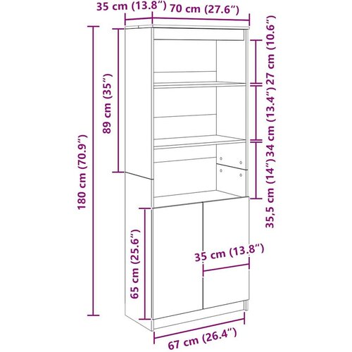 VidaXL Visoka omara siva sonoma 70x35x180 cm inženirski les Slike