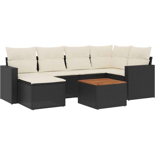 7-dijelni set vrtnih sofa od poliratana s jastucima crni Slike