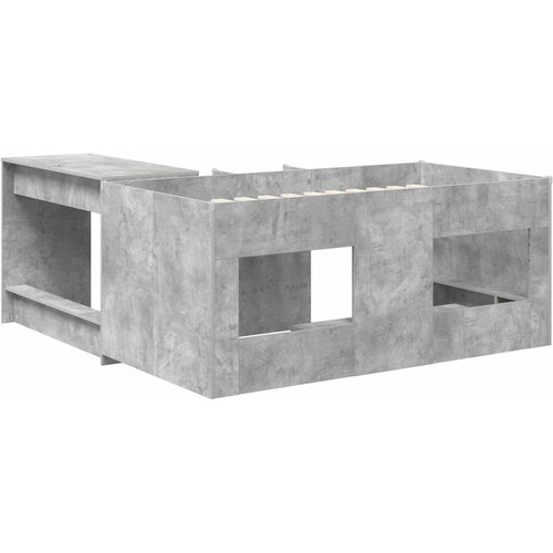  Krevet za djecu s visokim okvirom i stolom 2 kom. Betonska siva 80 x 160 cm Slike