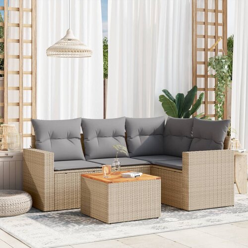 vidaXL 5-dijelni vrtni set sofa s jastucima bež od poliratana Cijene