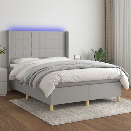  Krevet box spring s madracem LED svjetlosivi 140x200 cm tkanina Cene