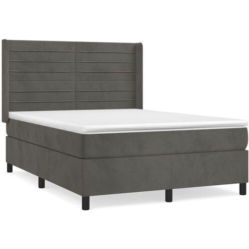 Maison Chic Box spring postelja - Vzmetna postelja z vzmetnico temno siva 140x200 cm žamet SL3106, (21902427) Cene