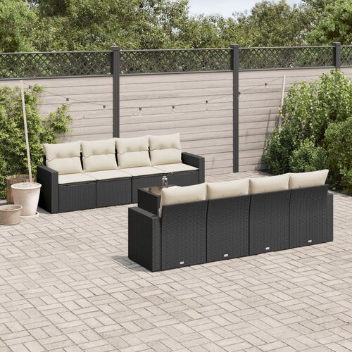 vidaXL 9-dijelni set vrtnih sofa s jastucima crni od poliratana Cijene