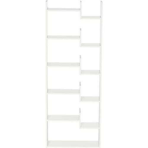 HOMCOM Moderna 6-stopenjska knjižna omara z 11 odprtimi policami iz MDF in iverne plošče, knjižna omara za kabinet in dnevno sobo, 61x21,6x162,6 cm, bela, (20745016)