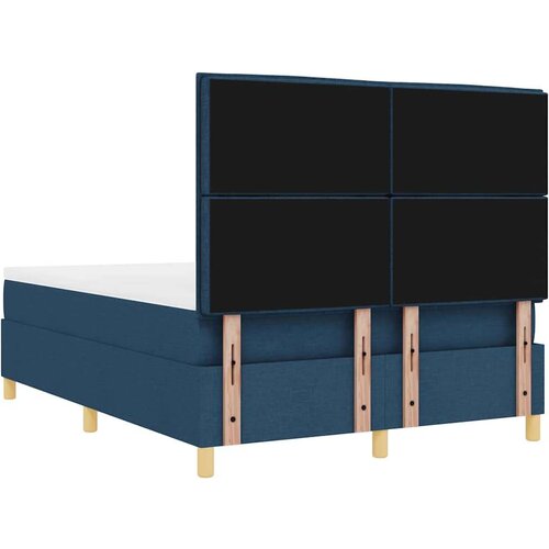  LED Box Spring Krevet s madracem Plava 160 x 200 cm tkanina Slike
