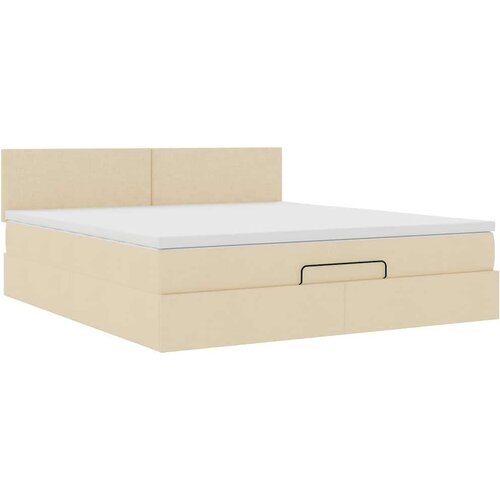 VidaXL Otomanski krevet s madracem krem 160x200 cm od tkanine Slike