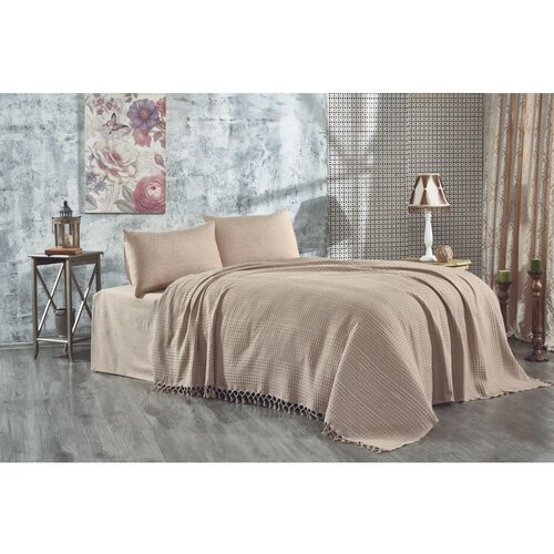 Prekrivač Rjavo bombažno pregrinjalo za zakonsko posteljo 220x240 cm Lotus &amp;ndash; Slike