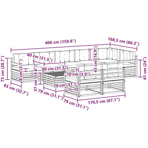  Set vanjskih sofa 9 kom. Bijela i antracit Poliester 79 x 79 x 37 cm Slike