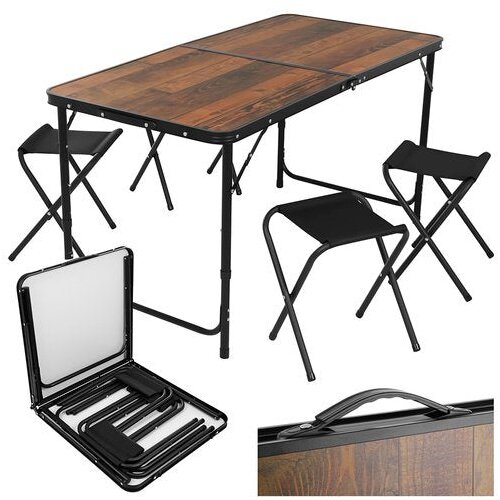 Gardlov sklopivi stol s 4 stolice 120x60 cm (kamping set, kofer, podesiva visina) Cijene