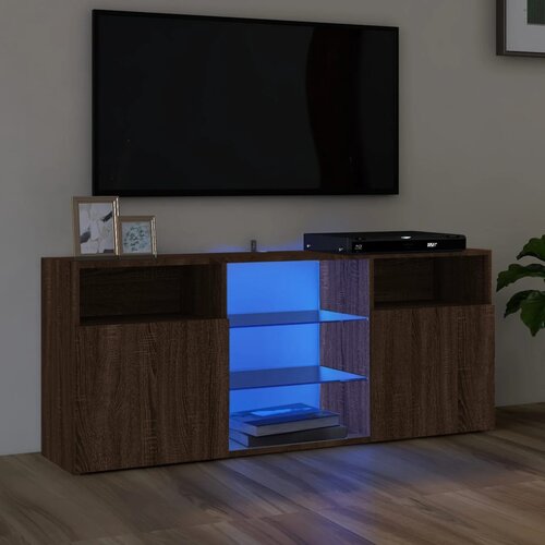 vidaXL TV omarica z LED lučkami rjav hrast 120x30x50 cm Cene