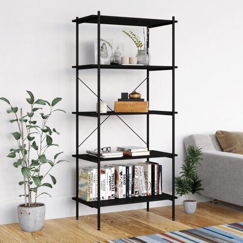 The Living Store 55-nadstropni regal s policami črn 80x40x163 cm - Regalna Enota, (21554811) Slike