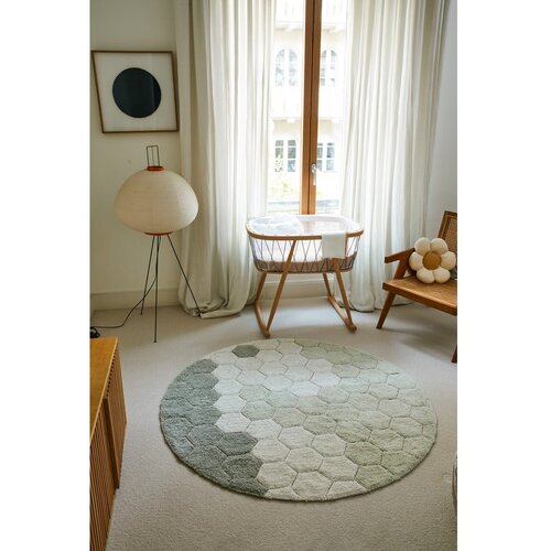 Lorena Canals Svetlo zelena pralna/ročno tkana bombažna okrogla preproga &amp;oslash; 140 cm Honeycomb Blue Sage &amp;ndash; Slike
