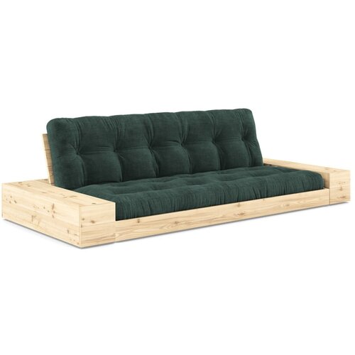 Karup Design Temno zelena raztegljiva sedežna garnitura iz rebrastega žameta 244 cm Base – Cene