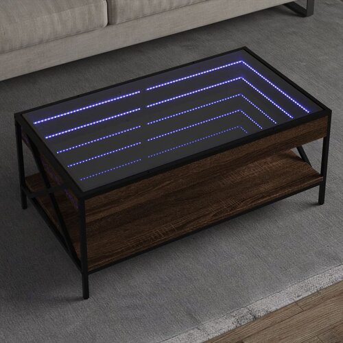 VidaXL Stolić s beskonačnim LED svjetlima boja hrasta 90x50x38 cm Slike