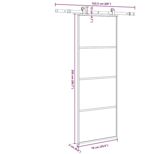  Klizna vrata s priborom 76 x 205 cm od ESG stakla i aluminija Slike