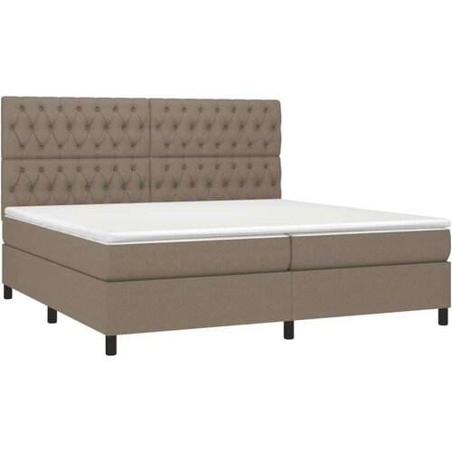 VidaXL Krevet s oprugama i madracem smeđesivi 200x200 cm od tkanine Slike