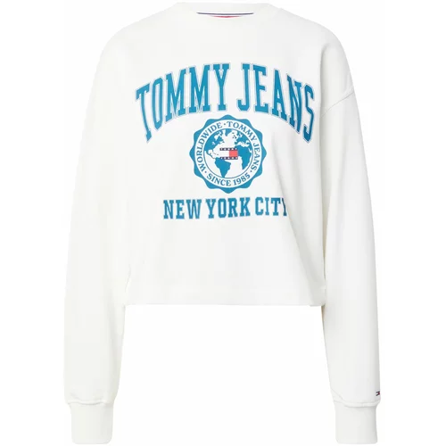 Tommy Jeans Majica kremna / modra / rdeča