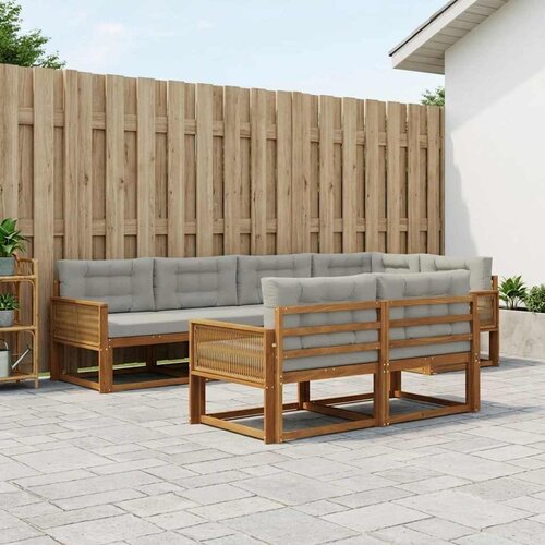  Set vanjskih sofa 8 kom. Prirodna i Svjetlosiva Cijene