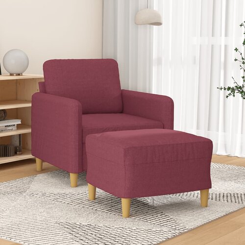  Fotelja s tabureom crvena boja vina 60 cm od tkanine Cene