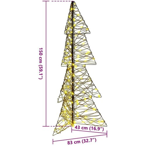 VidaXL Božićno drvce s 160 LED svjetlima Topla bijela 150 cm Ratan Slike