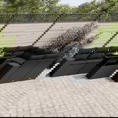 vidaXL 10-dijelni set vrtnih sofa s jastucima crni od poliratana Cijene