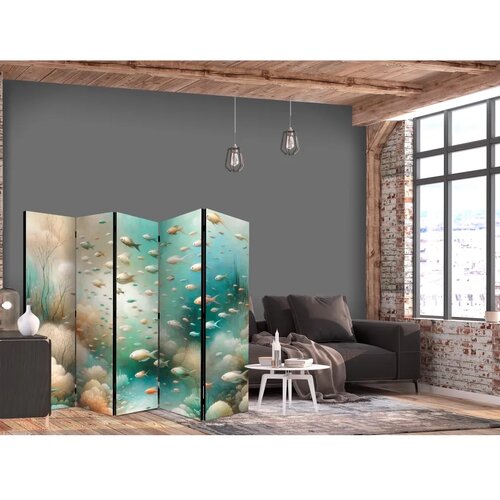  Paravan - Spectacular Underwater Landscape - Fish in an Underwater World in Turquoise Blue Beige and Delicate Orange Colors 225x Cene