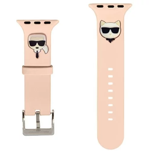 Karl Lagerfeld Silikonski pašček za uro KLAWMSLCKP za Apple Watch 38 / 40 mm - Heads roza