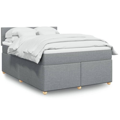vidaXL Box spring posteljni z vzmetnico svetlo siv 140x190 cm blago Cene