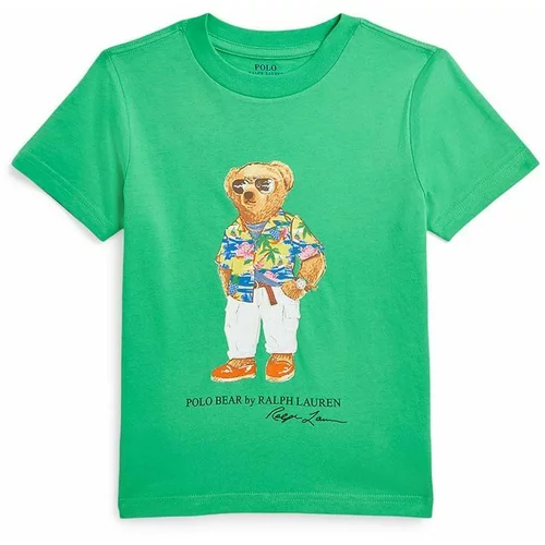 Polo Ralph Lauren Otroška bombažna kratka majica zelena barva