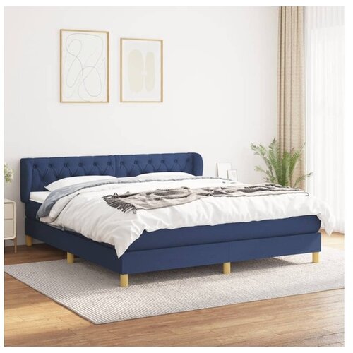  Box spring postelja z vzmetnico modra 160x200 cm blago Cene