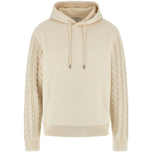 Guess Puloverji Contrast Slevees Hoodie Bež Cene