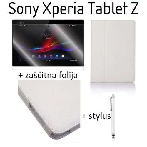 Ovitek / etui / zaščita za Sony Xperia Tablet Z - beli (+ zaščitna folija in pisalo)
