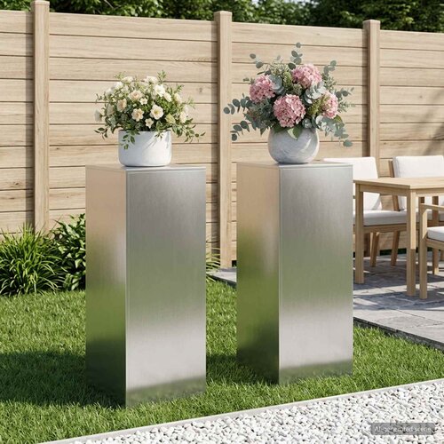  Stalak za biljke 2 pcs Srebrna 40 x 40 x 100 cm Čelik Slike