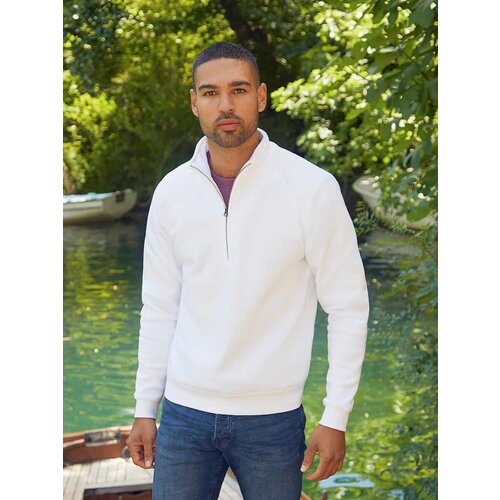 Fruit Of The Loom White Men&amp;#039;s Zip Neck Sweat Slike