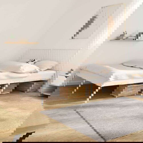 Metalni okvir za krevet s uzglavljem bijeli 180x200 cm Slike