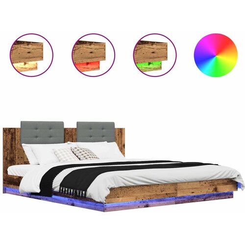 vidaXL Okvir postelje z naslonjalom z LED lučmi Star les 180 x 200 cm, (5000099429) Cene