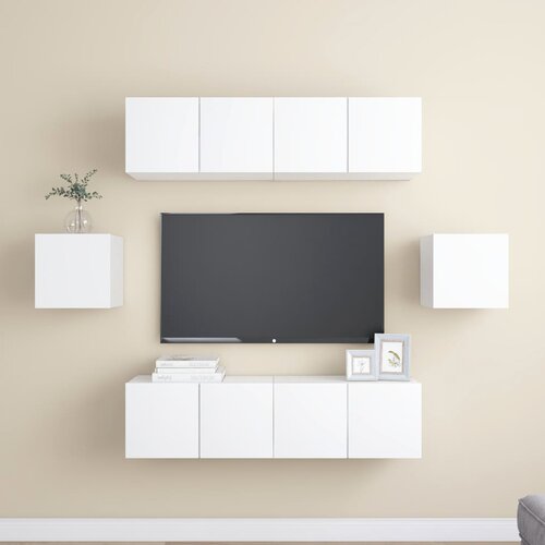  6-dijelni set TV ormarića bijeli od iverice Slike
