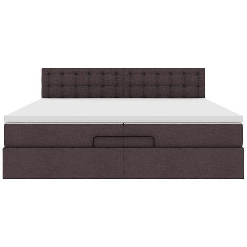 VidaXL otomanski krevet s madracem tamnosmeđi 200x200 cm tkanine Slike