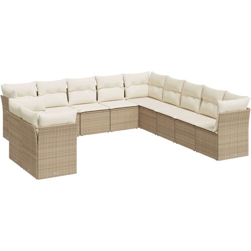  11-dijelni set vrtnih sofa od poliratana s jastucima bež Slike
