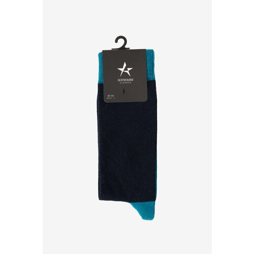 ALTINYILDIZ CLASSICS Men's Navy Blue-Indigo Patterned Bamboo Cleat Socks Slike