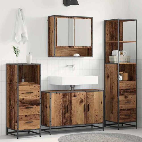 vidaXL set namještaja za kupaonicu 4 pcs staro drvo 90 x 33 x 60 cm Cene