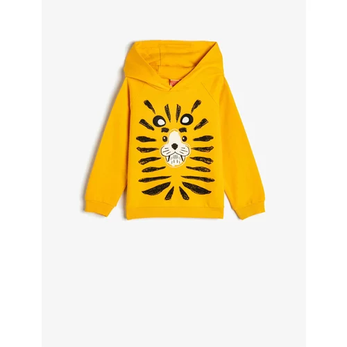Koton Hooded Sweatshirt Long Sleeve Lion Printed Cotton