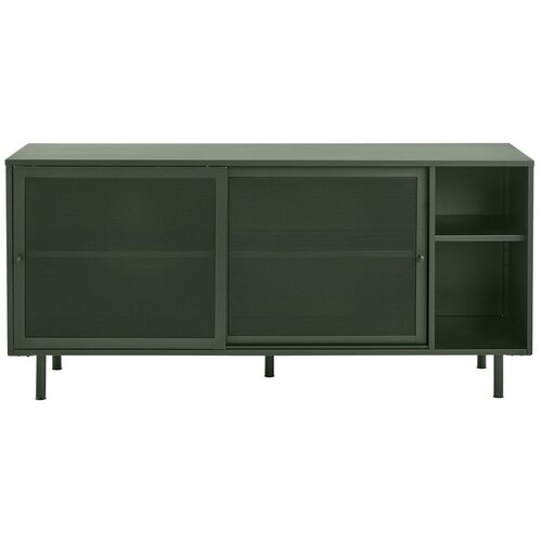 Unique Furniture Tamno zelena metalna niska komoda s kliznim vratima 160x75 cm Veep – Cijene